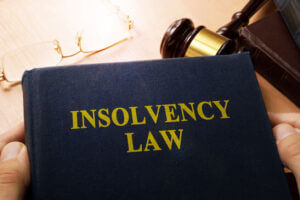 Insolvency law printed on a book